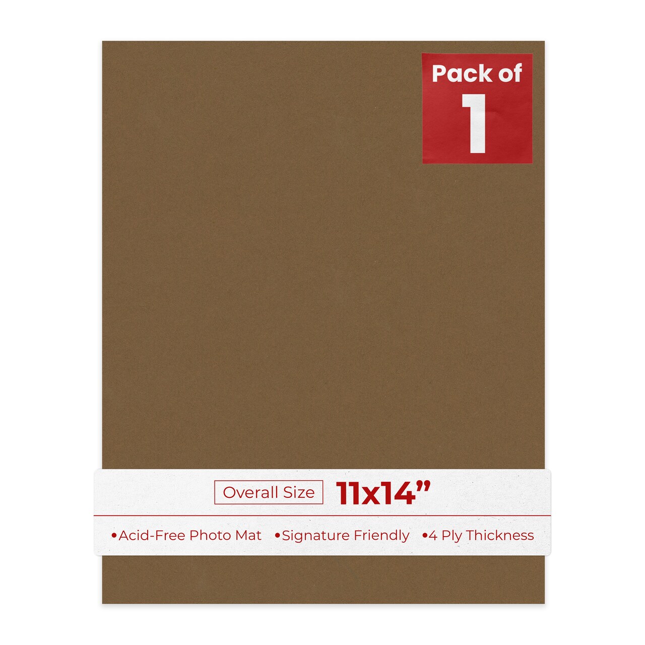 Aged Oak Brown 11x14 Uncut Mat Board - Blank Sheets, No Opening